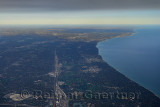 Aerial view of Lake Michigan North Chicago Skokie Highway from Northbrook Court and Sunset Valley Golf Club