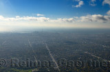 Aerial view of downtown Toronto along Yonge Street and Lake Ontario