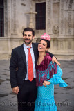 A couple laughing in the early morning after a night out in Seville Andalusia