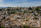 View of Albaicin Church of the Saviour mirador and Saint Nicholas from Alcazaba fortress in Granada Spain