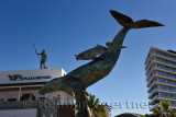The Vallarta Whale and her calf sculpture at Neptune Plaza in Puerto Vallarta Mexico