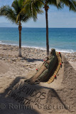 Our Lady of Guadalupe colored sand sculpture on the Malecon beach Puerto Vallarta