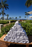 Pyramid of rolled up towels in a beach side resort Nuevo Vallarta Mexico