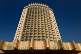 Gold Hotel Kazakhstan symbol of Almaty historical building with blue sky