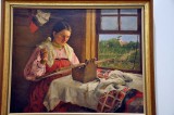 Philipp Malyavin (1896-1940) - Peasant girl with embroidery - 9607