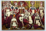 Bernard Buffet - Les folles, femmes au salon, 1970 - Muse dart moderne de la ville de Paris - 7767