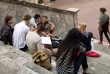 San Gimignano.Group of Art Students