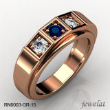 RN003-GR-15 Pink Gold Ring With Diamond And Sapphire