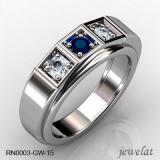 RN003-GW-15 White Gold Ring With Sapphire Diamond