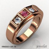 RN003-GR-14 Pink Gold Ring With Diamond Ruby