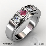 RN003-SV-14 925 Silver Ring With Diamond And Ruby