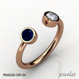Jewelat Rose Gold Ring With Blue Sapphire And Diamond