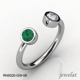 Jewelat White Gold Ring With Emerald And Diamond