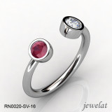 Jewelat 925 Silver Ring With Ruby And Diamond