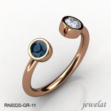Jewelat Rose Gold Ring With London Blue Topaz And White Topaz