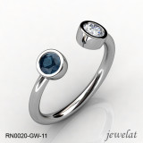 Jewelat White Gold Ring With London Blue Topaz And White Topaz