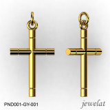 Jewelat Yellow Gold Cross Pendant, With A 4cm Length