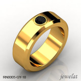 Black Diamond  Ring In Yellow Gold With A 6mm Band Width
