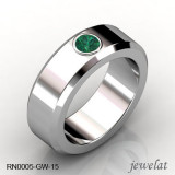 Emerald Ring In White Gold With A 6mm Band Width