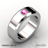 Pink Sapphire Ring In White Gold With A 6mm Band Width