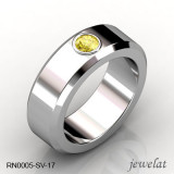 Yellow Diamond Ring In 925 Silver With A 6mm Band Width