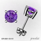 Round Silver Earrings From Jewelat With Amethyst