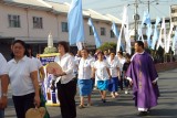 Mons. Bart with the Fatima image and WAF representatives