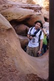 Tim makes a fish face in Little Mermaid queue