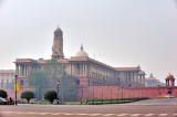 India Parliament in the Mist