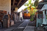 Train passes through slum