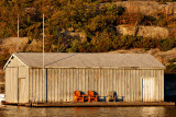 Late afternoon sun on a Gravenhurst boathouse