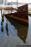 Partially sunken ship in Baltimores Inner Harbor