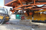 Tucker Sno-Cat axle under repair
