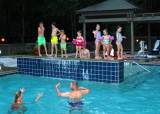 The kids loved jumping off the wall at the villa pool 