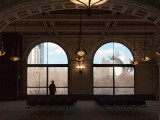 Jay Pritzker Pavilion through window at Chicago Cultural Center