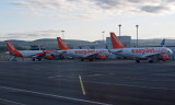 Early morning  - Easyjet aircraft at the gates in Glasgow