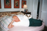 Ben relaxing with Saras cat Sasha 