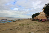 The harbour in Old Bagan and view of the road to Mandalay, the Irrawaddy