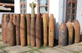 Bomb casings outside the tourist information.