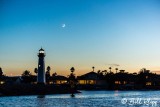 Moon over Discovery Bay Lighthouse 1