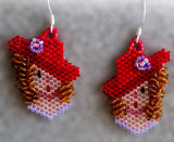 Girl with Red Hat Earrings - 3D curls