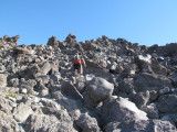 Climbing up boulders