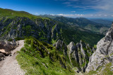 Alex on the descent from Giewont 1894m, in the background Wielka Turnia 1847m and behind it Kominiarski Wierch 1829m, West Tatra