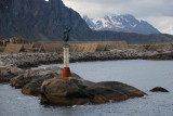 The port of Svolvaer with the cod drying racks