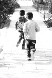 boys run in scorching sun 