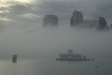 Buildings in fog