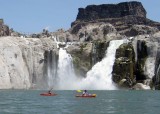 Tom Huson with Friend Tara Fiscus in front of Idahos Shoshone Falls