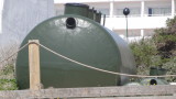 Steam Locomotive abandoned on the beach?  No, just a very large water tank!