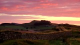Dawn  over  Hadrians  Wall  extant  remains.