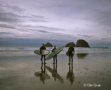 Surfers on the Oregon Coast